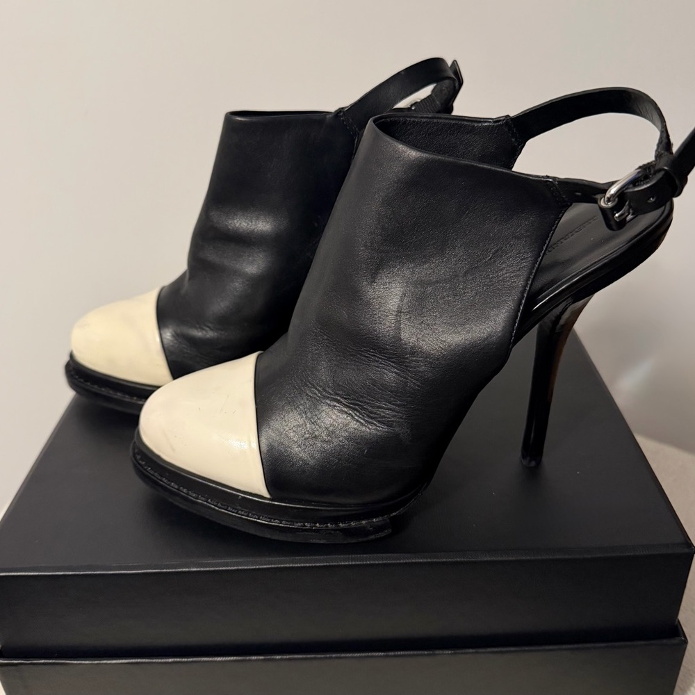 Alexander Wang Black and Cream Slingback Heels